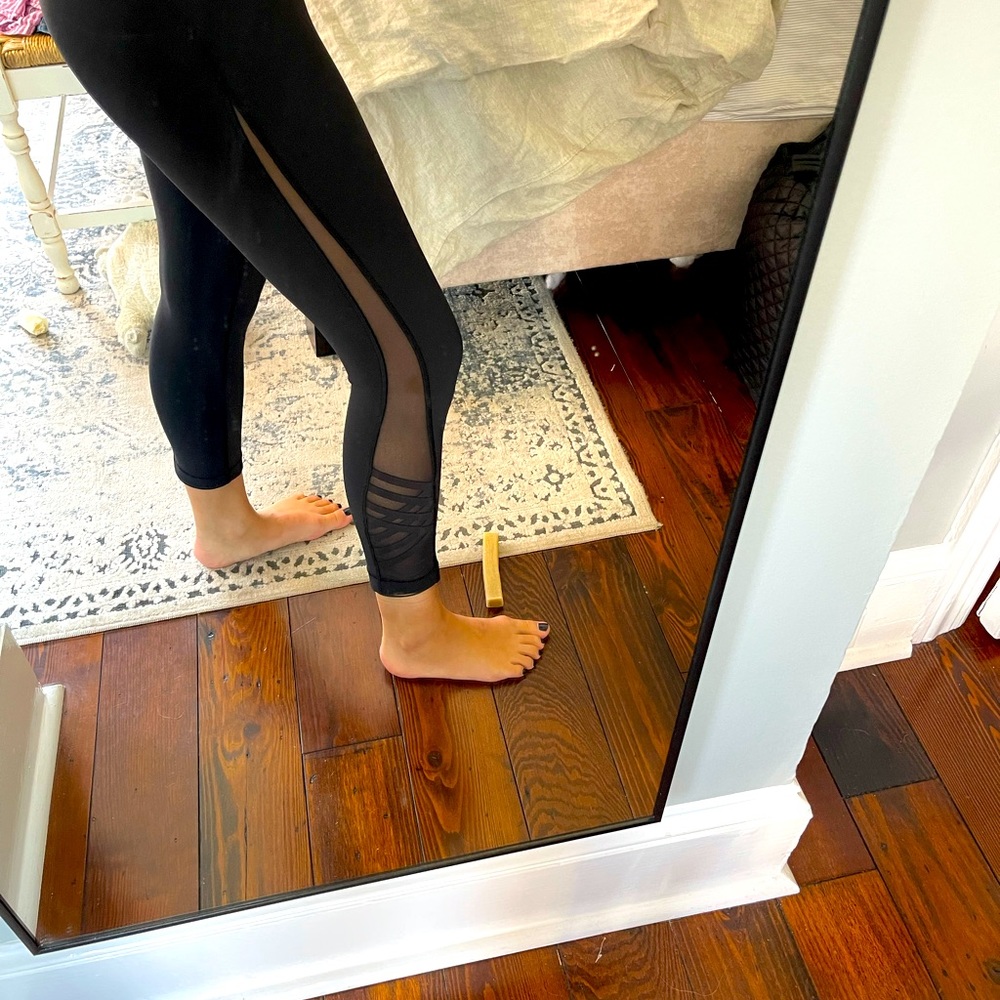 Black Lululemon Leggings with Mesh Detail